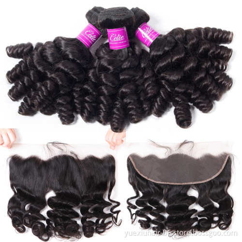 100% Human Hair Frontal with Baby Hair Mink Funmi Curly 13x6 Frontal in China Hair Vendors
